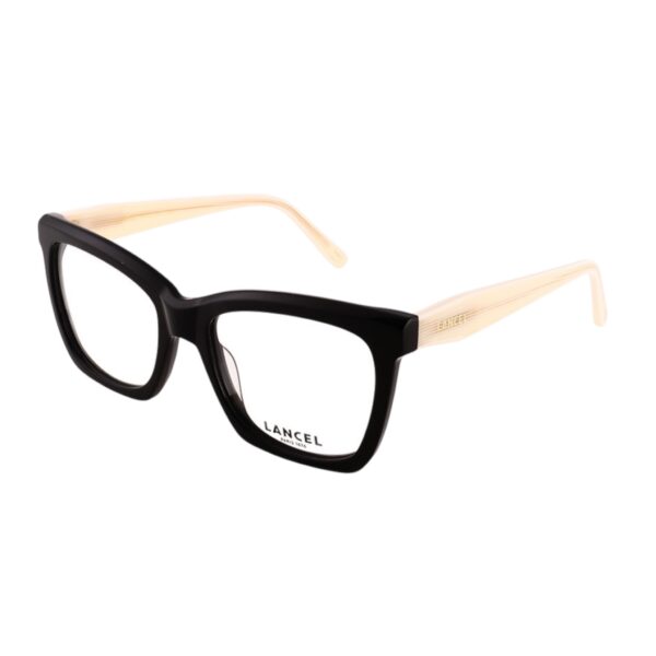 eyeglasses lancel women butterfly shape black acetate beige temples