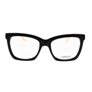 eyeglasses lancel women butterfly shape black acetate beige temples