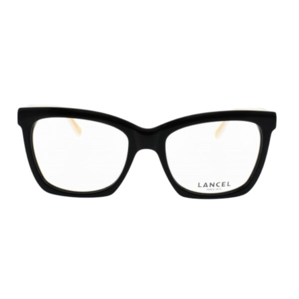 eyeglasses lancel women butterfly shape black acetate beige temples