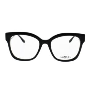 eyeglasses lancel women butterfly shape black acetate white details on temples