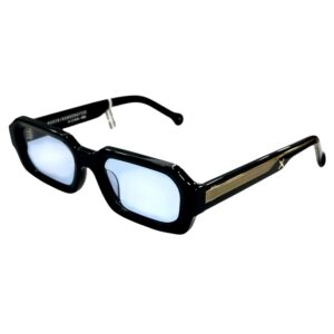 sunglasses oscar and frank unisex rectangular black acetate blue photochromic lenses with antireflective coating uv protection