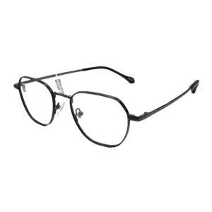 eyeglasses alexnader wintsch polygonal shape matte black metallic frame gun metal details