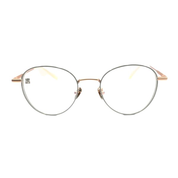 eyeglasses alexander wintsch women round shape light grey and matte rose gold metallic frame