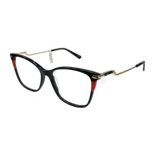 eyeglasses alexander wintsch women butterfly shape black acetate red details gold metallic temples