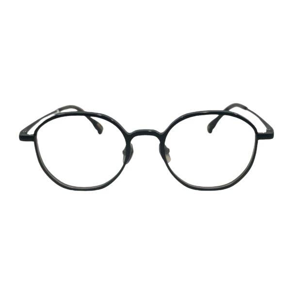 eyeglasses alexander wintsch unisex round shape black acetate and titanium frame petrol blue details