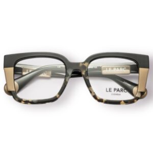 eyeglasses le parc women square shape black beige and tortoise shell acetate