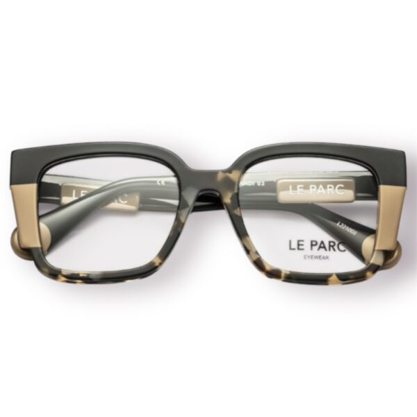 eyeglasses le parc women square shape black beige and tortoise shell acetate