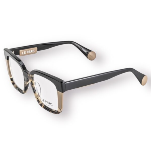 eyeglasses le parc women square shape black beige and tortoise shell acetate