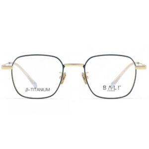 eyeglasses bali unisex square shape metallic frame matte black and gold color