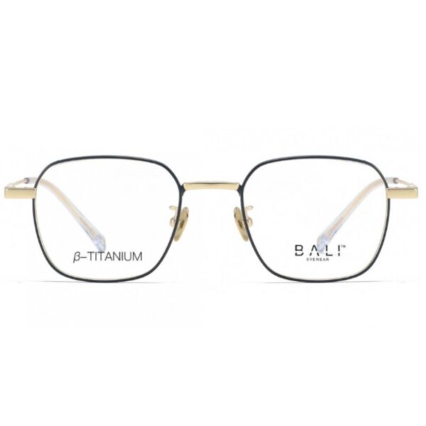 eyeglasses bali unisex square shape metallic frame matte black and gold color