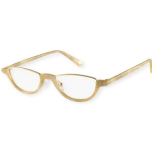 eyeglasses women small butterfly shape beige acetate gold metallic frame reading glasses