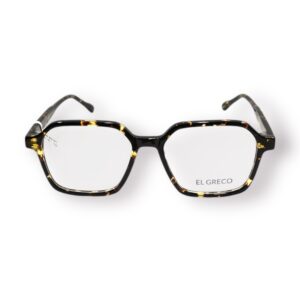 eyeglasses el greco unisex polygonal shape brown havana acetate