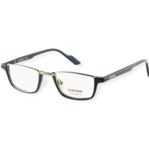 eyeglasses hoffman men rectangular shape blue acetate anthracite grey metallic frame