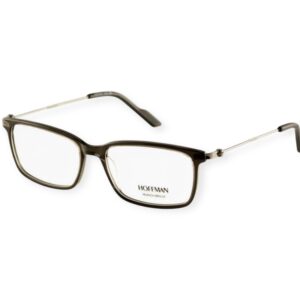 eyeglasses hoffman square shape black acetate silver metallic frame