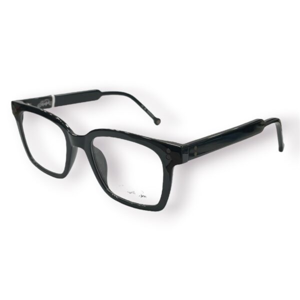 eyeglasses hally and son unisex square shape black acetate two sun clip ons one with grey and one with green lenses uv protection