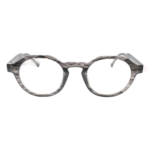 eyeglasses hally and son unisex round shape grey acetate with two sun clip ons one grey acetate with brown lenses and one black acetate with grey lenses uv protection