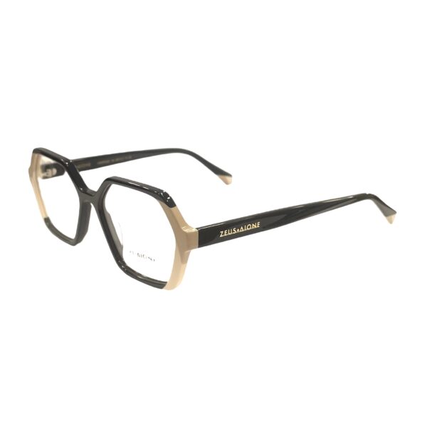eyeglasses zeus and dione women polygonal shape black acetate beige and ecru details