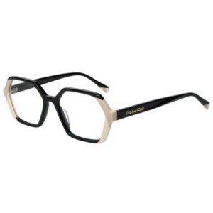 eyeglasses zeus and dione women polygonal shape black acetate beige and ecru details