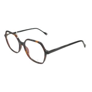 eyeglasses kubik women polygonal shape brown havana acetate black temples