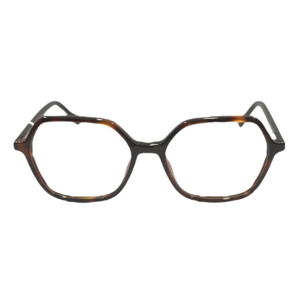 eyeglasses kubik women polygonal shape brown havana acetate black temples