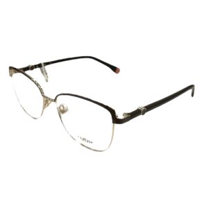 eyeglasses kubik women butterfly shape brown-gold metallic frame black acetate temples