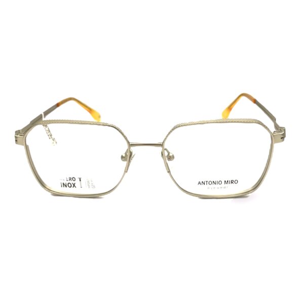 eyeglasses antonio miro unisex polygonal shape matte silver metallic frame sun clip-on uv protection