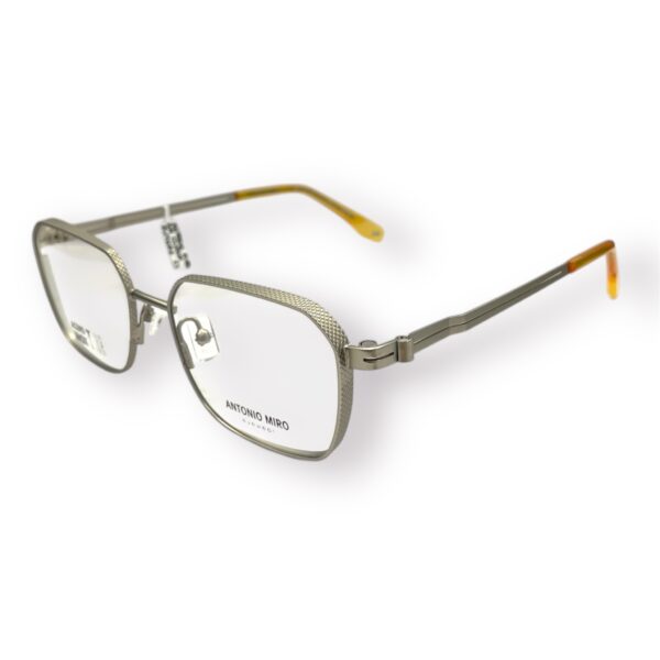 eyeglasses antonio miro unisex polygonal shape matte silver metallic frame sun clip-on uv protection