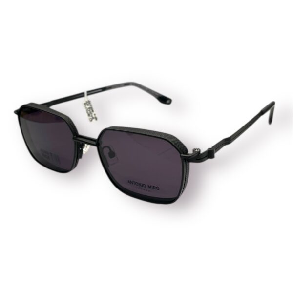 eyeglasses antonio miro unisex polygonal shape matte black metallic frame sun clip-on uc protection