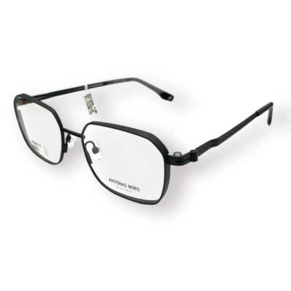 eyeglasses antonio miro unisex polygonal shape matte black metallic frame sun clip-on uc protection