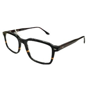 eyeglasses antonio miro unisex square shape black and brown havana acetate