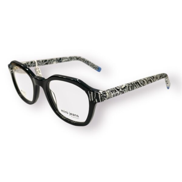 eyeglasses antonio miro women square shape black acetate black-white temples sun clip-on uv protection