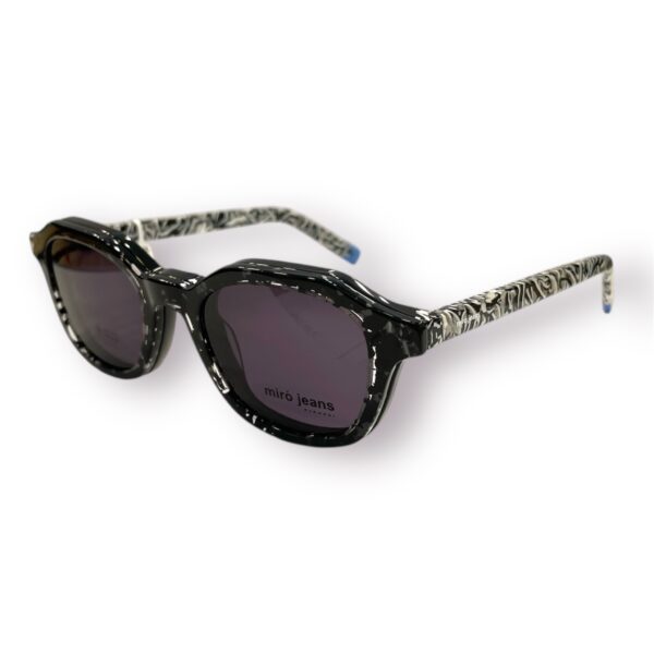 eyeglasses antonio miro women square shape black acetate black-white temples sun clip-on uv protection