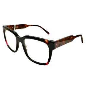 eyeglasses antonio miro women square shape black and brown havana acetate fucchia details