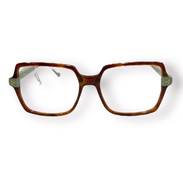 eyeglasses antonio miro women square shape brown havana and mint green acetate sun clip-on uv protection