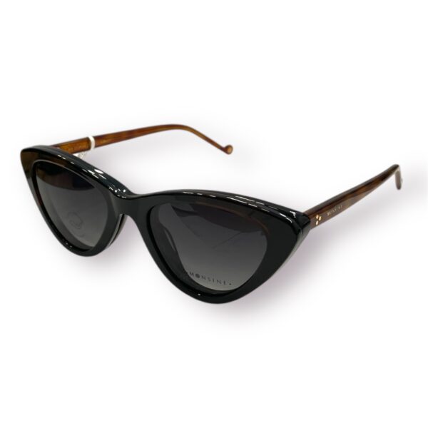 eyeglasses antonio miro women butterfly shape black acetate brown temples sun clip-on uv protection