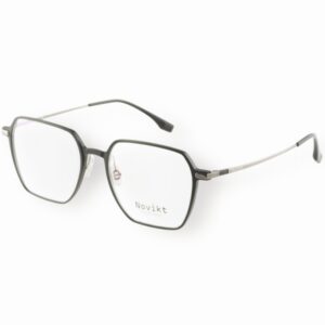 eyeglasses novikt women square shape grey and silver titanium frame