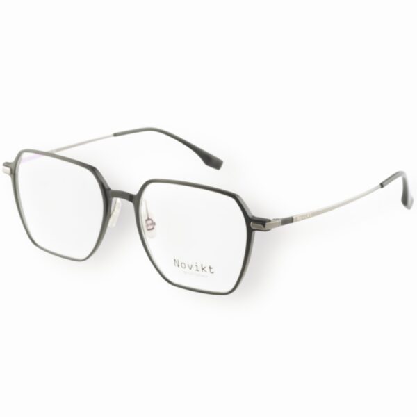 eyeglasses novikt women square shape grey and silver titanium frame