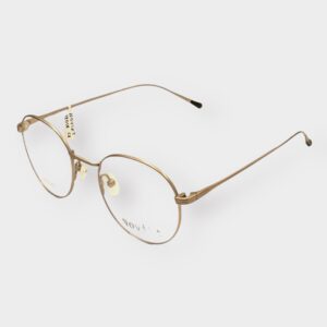eyeglasses novikt unisex round shape matte gold titanium frame