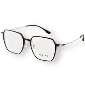 eyeglasses novikt women square shape black and gold titanium frame