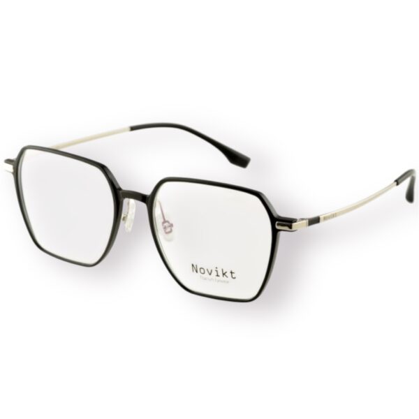 eyeglasses novikt women square shape black and gold titanium frame