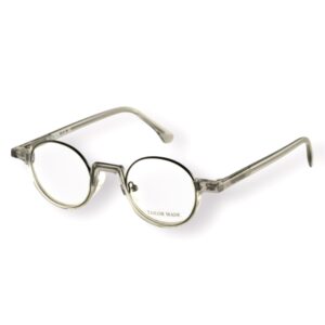 eyeglasses tailor made unisex round shape grey acetate and black metallic frame