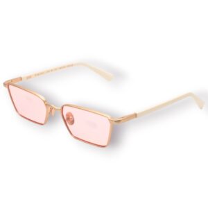 sunglasses gast women geometric shape matte gold metallic frame pink lenses antireflective coating uv protection