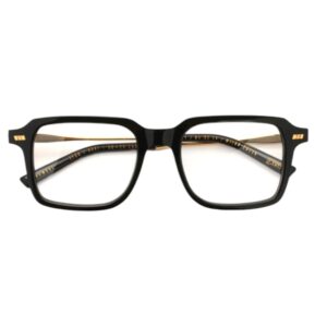eyeglasses gast unisex square shape black acetate gold metallic temples