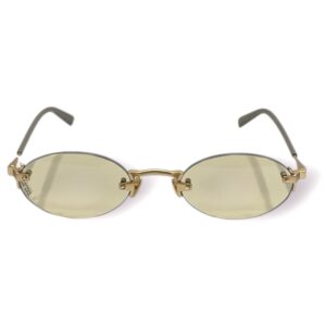 sunglasses gast unisex oval shape matte gold metallic griff frame grey acetate temples olive green lenses antireflective coating uv protection