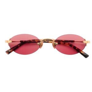 sunglasses gast unisex oval shape matte gold metallic griff frame pink lenses uv protection antireflective coating