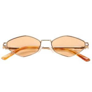 sunglasses johnocera unisex geometric shape gold metallic frame light brown polarized lenses uv protection