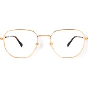 eyeglasses snob milano unisex polygonal shape gold metallic frame magnetic sun clip on zeiss lenses uv protection