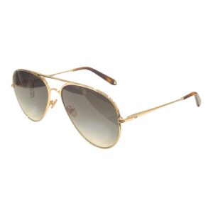 sunglasses alexis amor unisex aviator shape gold metallic frame gradient green lenses antoireflective coating uv protection