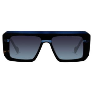 sunglasses kreuzbergkinder unisex oversized square shape black acetate blue details gradient grey lenses antireflective coating uv protection