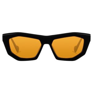sunglasses kreuzbergkinder women black acetate butterfly shape orange lenses antireflective coating uv protection